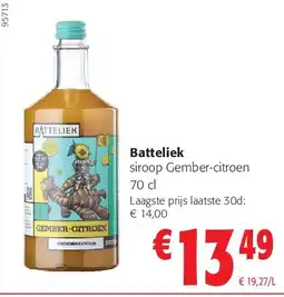 Colruyt Batteliek siroop Gember-citroen 70 cl aanbieding