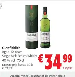 Colruyt Glenfiddich Aged 12 Years Single Malt Scotch Whisky 40 % vol 70 cl aanbieding