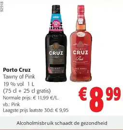 Colruyt Porto Cruz Tawny of Pink 19 % vol 1 L aanbieding