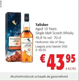 Colruyt Talisker Aged 10 Years Single Malt Scotch Whisky 45,8 % vol 70 cl aanbieding