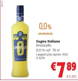 Colruyt Sogno Italiano limoncello 0,0 % vol 70 cl aanbieding