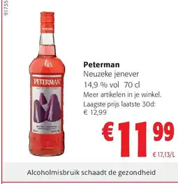 Colruyt Peterman Neuzeke jenever 14,9 % vol 70 cl aanbieding