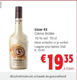 Colruyt Licor 43 Crème Brûlée 16 % vol 70 cl aanbieding
