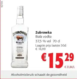 Colruyt Zubrowka Biala vodka 37,5 % vol 70 cl aanbieding