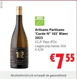 Colruyt Artisans Partisans ‘Cuvée N° 102’ Blanc 2023 aanbieding