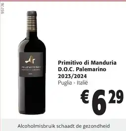 Colruyt Primitivo di Manduria D.O.C. Palemarino 2023/2024 aanbieding