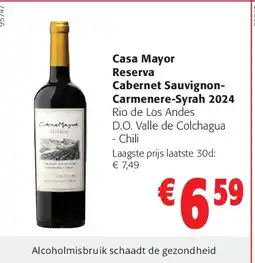 Colruyt Casa Mayor Reserva Cabernet SauvignonCarmenere-Syrah 2024 aanbieding