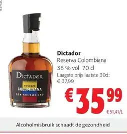 Colruyt Dictador Reserva Colombiana 38 % vol 70 cl aanbieding