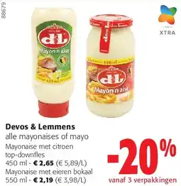 Colruyt Devos & Lemmens Mayonaise met citroen top-downfles 450 ml aanbieding