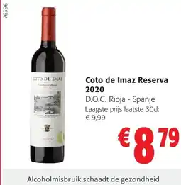 Colruyt Coto de Imaz Reserva 2020 aanbieding