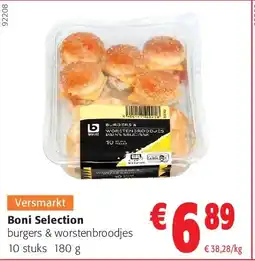 Colruyt Boni Selection burgers & worstenbroodjes 10 stuk 180 g aanbieding