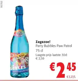 Colruyt Zagazoe! Party Bubbles Paw Patrol 75 cl aanbieding