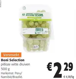 Colruyt Boni Selection pitloze witte druiven 500 g aanbieding