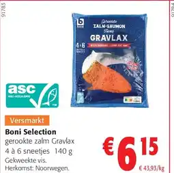Colruyt Boni Selection gerookte zalm Gravlax 4 Ć 6 sneetjes 140 g aanbieding
