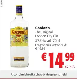 Colruyt Gordon’s The Original London Dry Gin 37,5 % vol 70 cl aanbieding