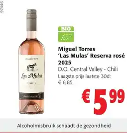 Colruyt Miguel Torres ‘Las Mulas’ Reserva rosé 2025 aanbieding