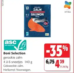 Colruyt Boni Selection gerookte zalm 4 à 6 sneetjes 140 g aanbieding