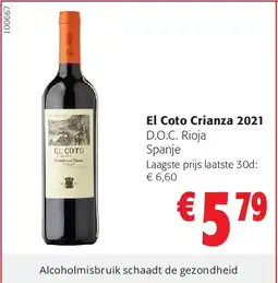 Colruyt El Coto Crianza 2021 aanbieding