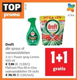 Colruyt Dreft 3-in-1 Power spray Lemon 500 ml aanbieding