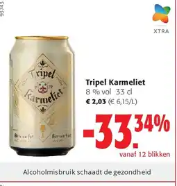 Colruyt Tripel Karmeliet 8 % vol 33 cl aanbieding