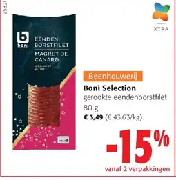Colruyt Boni Selection gerookte eendenborstfilet 80 g aanbieding