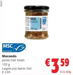 Colruyt Macondo pesto met tonijn 155 g aanbieding