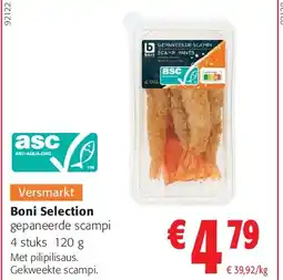 Colruyt Boni Selection gepaneerde scampi 4 stuks 120 g aanbieding