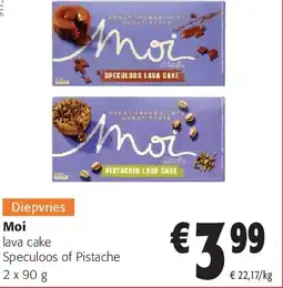 Colruyt Moi lava cake Speculoos of Pistache 2 x 90 g aanbieding