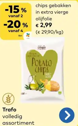 Bio Planet Trafo chips gebakken in extra vierge olijfolie aanbieding