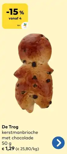 Bio Planet De Trog kerstmanbrioche met chocolade aanbieding