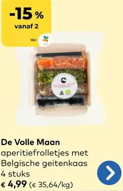 Bio Planet De Volle Maan aperitiefrolletjes met Belgische geitenkaas aanbieding