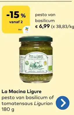 Bio Planet La Macina Ligure pesto van basilicum of tomatensaus Ligurian 1 aanbieding