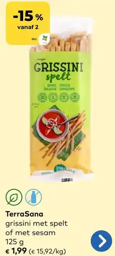 Bio Planet TerraSana grissini met spelt of met sesam aanbieding