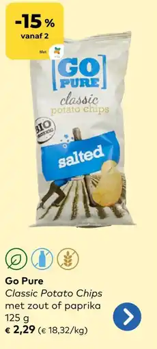 Bio Planet Go Pure Classic Potato Chips met zout of paprika aanbieding
