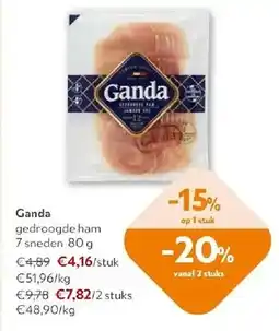 OKay Ganda gedroogde ham 7 sneden 80 g aanbieding