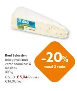 OKay Boni Selection brie gevuld met verse roomkaas & bieslook 180 g aanbieding