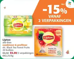 Comarkt Lipton alle thee aanbieding
