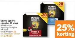 Albert Heijn Douwe Egberts capsules 20 stuks aanbieding