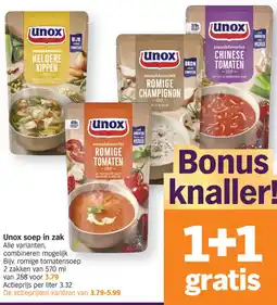 Albert Heijn Unox soep in zak aanbieding