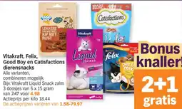 Albert Heijn Vitakraft, Felix, Good Boy en Catisfactions dierensnacks aanbieding