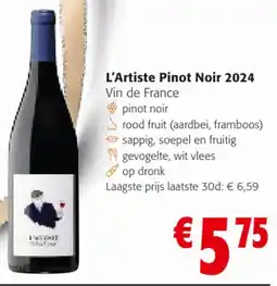 Colruyt L'Artiste Pinot Noir 2024 aanbieding