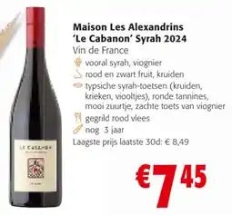 Colruyt Maison Les Alexandrins 'Le Cabanon' Syrah 2024 aanbieding