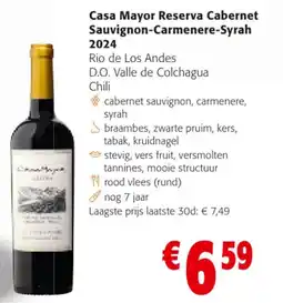 Colruyt Casa Mayor Reserva Cabernet Sauvignon Carmenere Syrah 2024 aanbieding