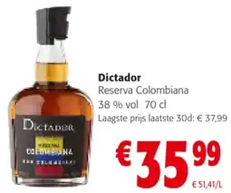 Colruyt Dictador Reserva Colombiana 38% vol aanbieding