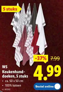 Lidl W5 Keukenhand- doeken aanbieding