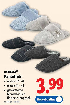 Lidl Esmara pantoffels aanbieding