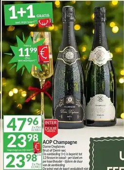 Intermarché AOP Champagne Dame Deglaives Brut of Demi-sec aanbieding