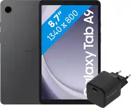 Coolblue Samsung Galaxy Tab A9 8,7 pouces 128 Go Wifi + 4G Gris + BlueBuilt Chargeur aanbieding