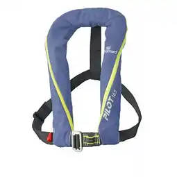 Decathlon PILOT 165 automatisch opblaasbaar reddingsvest met marineblauw harnas aanbieding