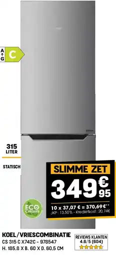 Electro Depot KOEL/VRIESCOMBINATIE CS 315 C X742C aanbieding